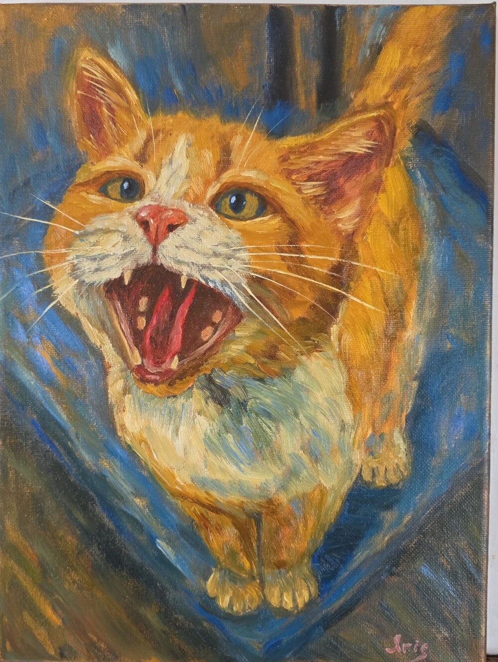 Abstract oil Painting cute cat